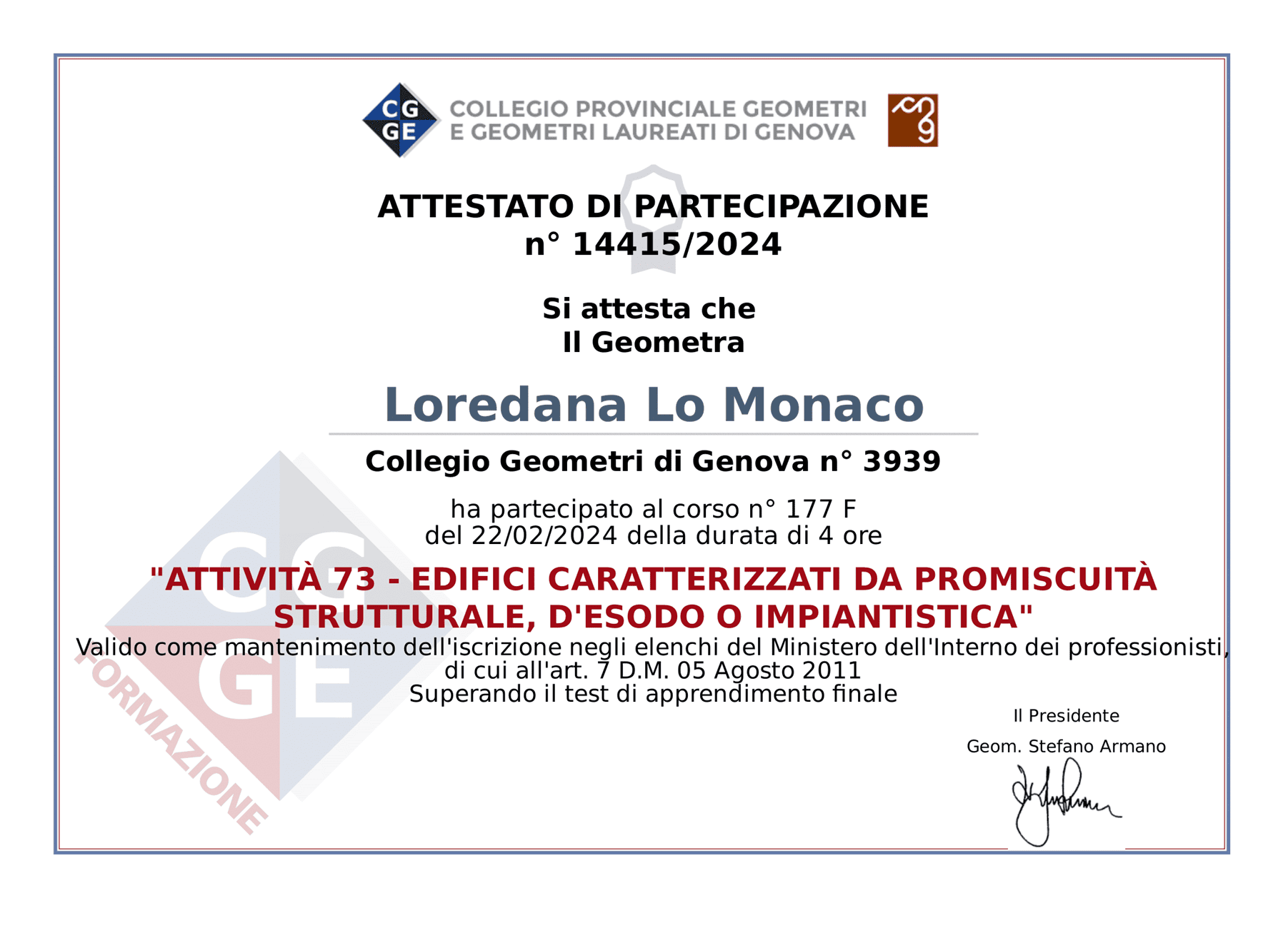 aggiornamento p.i. edifici promiscui - Geometra Loredana Lo Monaco - Genova